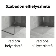 HD Marco+ Gray 80x100 SMC kompozit slim szögletes kőhatású zuhanytálca, krómozott ráccsal, 2,6 cm magas, szifon nélkül