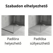 HD Marco+ Gray 80x100 SMC kompozit slim szögletes kőhatású zuhanytálca, fehér ráccsal, 2,6 cm magas, szifon nélkül