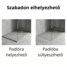 HD Marco+ Gray 80x100 SMC kompozit slim szögletes kőhatású zuhanytálca, arany színű ráccsal, 2,6 cm magas, szifon nélkül