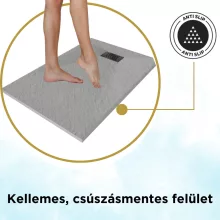 HD Marco+ Gray 80x100 SMC kompozit slim szögletes kőhatású zuhanytálca, fekete ráccsal, 2,6 cm magas, szifon nélkül