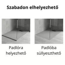 HD Marco+ Gray 80x100 SMC kompozit slim szögletes kőhatású zuhanytálca, fekete ráccsal, 2,6 cm magas, szifon nélkül