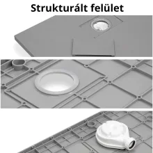 HD Marco Gray 80x100 SMC kompozit slim szögletes kőhatású zuhanytálca, 2,6 cm magas, szifonnal