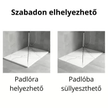 HD Marco+ White Marble 80x100 SMC kompozit slim szögletes kőhatású zuhanytálca, krómozott ráccsal, 2,6 cm magas, szifon nélkül