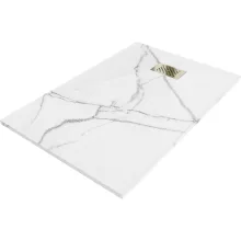 HD Marco+ White Marble 80x100 SMC kompozit slim szögletes kőhatású zuhanytálca, arany színű ráccsal, 2,6 cm magas, szifon nélkül
