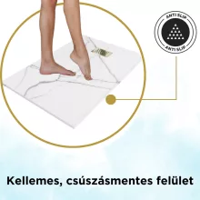 HD Marco+ White Marble 80x100 SMC kompozit slim szögletes kőhatású zuhanytálca, arany színű ráccsal, 2,6 cm magas, szifon nélkül