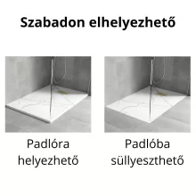 HD Marco+ White Marble 80x100 SMC kompozit slim szögletes kőhatású zuhanytálca, arany színű ráccsal, 2,6 cm magas, szifon nélkül