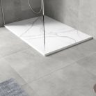 HD Marco White Marble 80x100 SMC kompozit slim szögletes kőhatású zuhanytálca, 2,6 cm magas, szifonnal