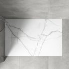 HD Marco White Marble 80x100 SMC kompozit slim szögletes kőhatású zuhanytálca, 2,6 cm magas, szifonnal