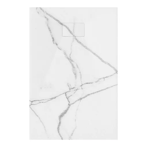 HD Marco White Marble 80x100 SMC kompozit slim szögletes kőhatású zuhanytálca, 2,6 cm magas, szifon nélkül