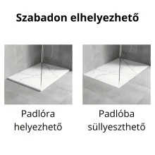 HD Marco White Marble 80x100 SMC kompozit slim szögletes kőhatású zuhanytálca, 2,6 cm magas, szifon nélkül