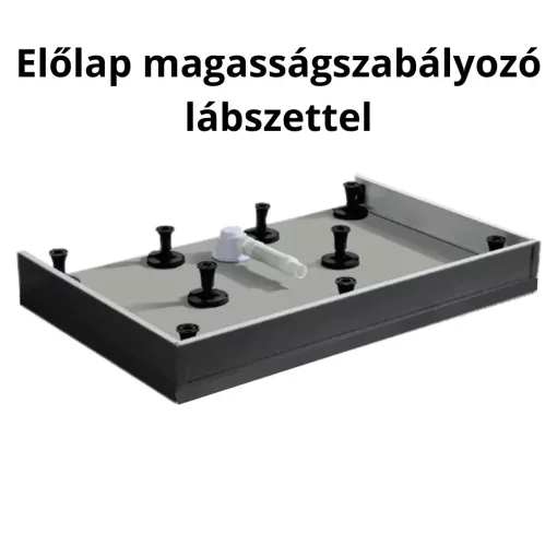 HD Marco+ Black 80x100 SMC kompozit magasított szögletes kőhatású zuhanytálca, fekete ráccsal, 15 cm magas, szifon nélkül