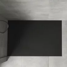 HD Marco Black 80x100 SMC kompozit magasított szögletes kőhatású zuhanytálca, 15 cm magas, szifonnal