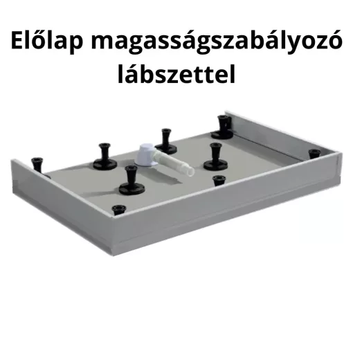 HD Marco+ Gray 80x100 SMC kompozit magasított szögletes kőhatású zuhanytálca, krómozott ráccsal, 15 cm magas, szifon nélkül