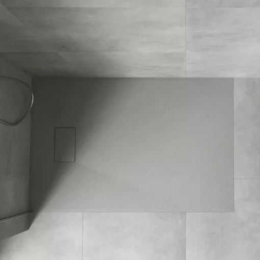 HD Marco Gray 80x100 SMC kompozit magasított szögletes kőhatású zuhanytálca, 15 cm magas, szifon nélkül