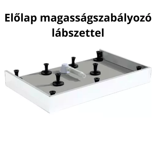 HD Marco+ White Marble 80x100 SMC kompozit magasított szögletes kőhatású zuhanytálca, fekete ráccsal, 15 cm magas, szifonnal