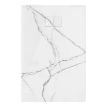 HD Marco White Marble 80x100 SMC kompozit magasított szögletes kőhatású zuhanytálca, 15 cm magas, szifon nélkül