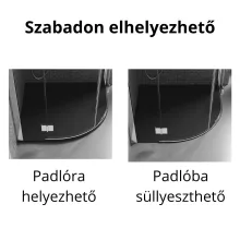 HD Marco Black 80x80 SMC kompozit slim íves kőhatású zuhanytálca, 2,6 cm magas, szifonnal