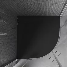 HD Marco Black 80x80/90x90 SMC kompozit slim íves kőhatású zuhanytálca, 2,6 cm magas, szifon nélkül