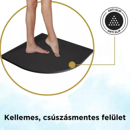 HD Marco Black 80x80/90x90 SMC kompozit slim íves kőhatású zuhanytálca, 2,6 cm magas, szifon nélkül