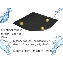 HD Marco Black 80x80/90x90 SMC kompozit slim íves kőhatású zuhanytálca, 2,6 cm magas, szifon nélkül