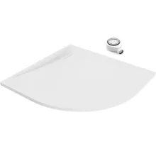 HD Marco White 80x80 SMC kompozit slim íves kőhatású zuhanytálca, 2,6 cm magas, szifonnal