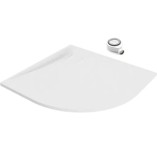 HD Marco White 80x80 SMC kompozit slim íves kőhatású zuhanytálca, 2,6 cm magas, szifonnal