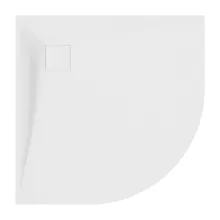 HD Marco White 80x80 SMC kompozit slim íves kőhatású zuhanytálca, 2,6 cm magas, szifonnal