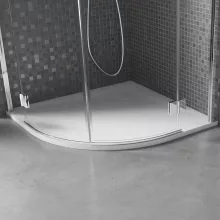 HD Marco White 80x80 SMC kompozit slim íves kőhatású zuhanytálca, 2,6 cm magas, szifonnal