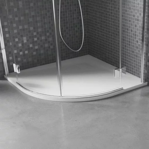 HD Marco White 80x80/90x90 SMC kompozit slim íves kőhatású zuhanytálca, 2,6 cm magas, szifon nélkül