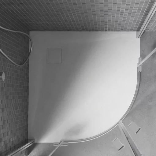 HD Marco White 80x80/90x90 SMC kompozit slim íves kőhatású zuhanytálca, 2,6 cm magas, szifon nélkül