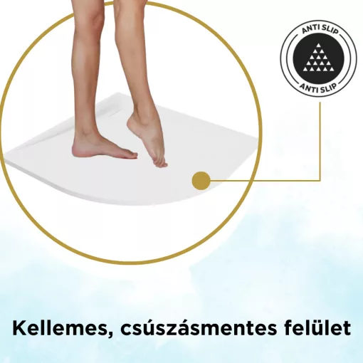 HD Marco White 80x80/90x90 SMC kompozit slim íves kőhatású zuhanytálca, 2,6 cm magas, szifon nélkül
