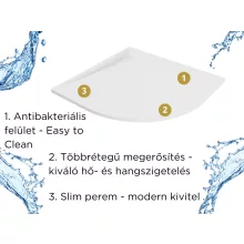 HD Marco White 80x80/90x90 SMC kompozit slim íves kőhatású zuhanytálca, 2,6 cm magas, szifon nélkül