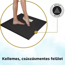 HD Marco+ Black 80x80/90x90 SMC kompozit slim szögletes kőhatású zuhanytálca, fehér ráccsal, 2,6 cm magas, szifon nélkül