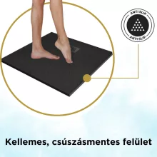 HD Marco+ Black 80x80/90x90 SMC kompozit slim szögletes kőhatású zuhanytálca, fekete ráccsal, 2,6 cm magas, szifon nélkül