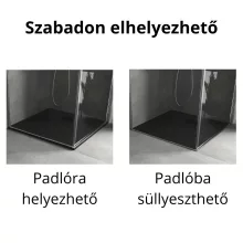 HD Marco+ Black 80x80/90x90 SMC kompozit slim szögletes kőhatású zuhanytálca, fekete ráccsal, 2,6 cm magas, szifon nélkül