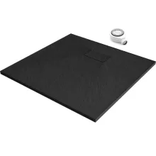 HD Marco Black 80x80 SMC kompozit slim szögletes kőhatású zuhanytálca, 2,6 cm magas, szifonnal