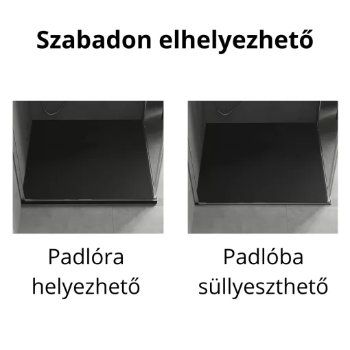 HD Marco Black 80x80 SMC kompozit slim szögletes kőhatású zuhanytálca, 2,6 cm magas, szifonnal