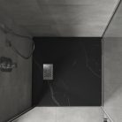 HD Marco+ Black Marble 90x90 SMC kompozit slim szögletes kőhatású zuhanytálca, krómozott ráccsal, 2,6 cm magas, szifonnal