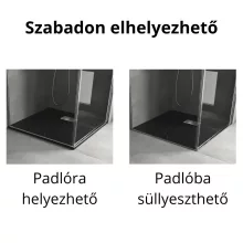 HD Marco+ Black Marble 90x90 SMC kompozit slim szögletes kőhatású zuhanytálca, krómozott ráccsal, 2,6 cm magas, szifon nélkül