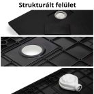 HD Marco+ Black Marble 90x90 SMC kompozit slim szögletes kőhatású zuhanytálca, fehér ráccsal, 2,6 cm magas, szifonnal