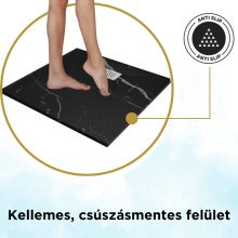 HD Marco+ Black Marble 80x80/90x90 SMC kompozit slim szögletes kőhatású zuhanytálca, fehér ráccsal, 2,6 cm magas, szifon nélkül