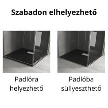 HD Marco+ Black Marble 80x80/90x90 SMC kompozit slim szögletes kőhatású zuhanytálca, fehér ráccsal, 2,6 cm magas, szifon nélkül