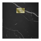HD Marco+ Black Marble 90x90 SMC kompozit slim szögletes kőhatású zuhanytálca, arany színű ráccsal, 2,6 cm magas, szifonnal