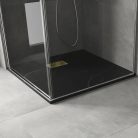 HD Marco+ Black Marble 90x90 SMC kompozit slim szögletes kőhatású zuhanytálca, arany színű ráccsal, 2,6 cm magas, szifonnal
