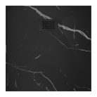 HD Marco+ Black Marble 90x90 SMC kompozit slim szögletes kőhatású zuhanytálca, fekete ráccsal, 2,6 cm magas, szifonnal