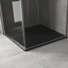 HD Marco+ Black Marble 90x90 SMC kompozit slim szögletes kőhatású zuhanytálca, fekete ráccsal, 2,6 cm magas, szifonnal