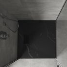 HD Marco+ Black Marble 90x90 SMC kompozit slim szögletes kőhatású zuhanytálca, fekete ráccsal, 2,6 cm magas, szifonnal