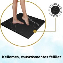 HD Marco+ Black Marble 80x80/90x90 SMC kompozit slim szögletes kőhatású zuhanytálca, fekete ráccsal, 2,6 cm magas, szifon nélkül