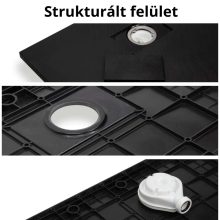 HD Marco+ Black Marble 80x80/90x90 SMC kompozit slim szögletes kőhatású zuhanytálca, fekete ráccsal, 2,6 cm magas, szifon nélkül