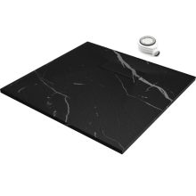 HD Marco Black Marble 80x80 SMC kompozit slim szögletes kőhatású zuhanytálca, 2,6 cm magas, szifonnal